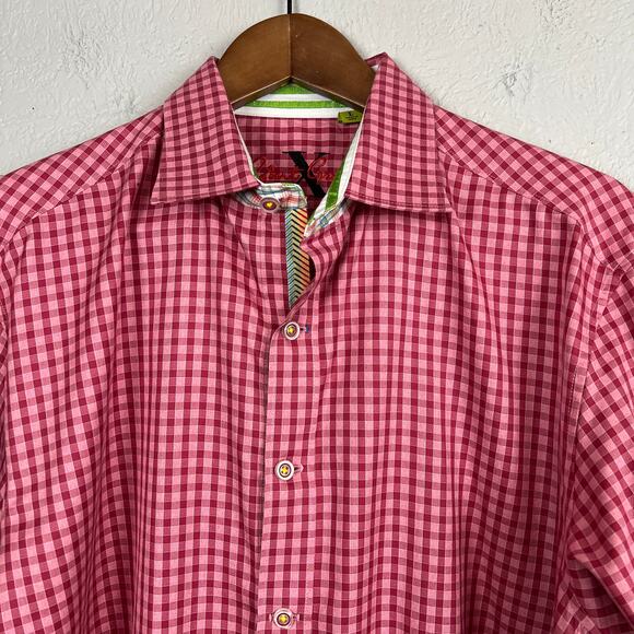 Robert Graham Checker Flip Cuff Button Up Shirt Long Sleeve - L - Picture 2 of 7